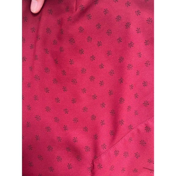 EVRI 1X Red Micro Polka Dot V Neck Long Sleeve Light Sheer Blouse - Picture 4 of 5